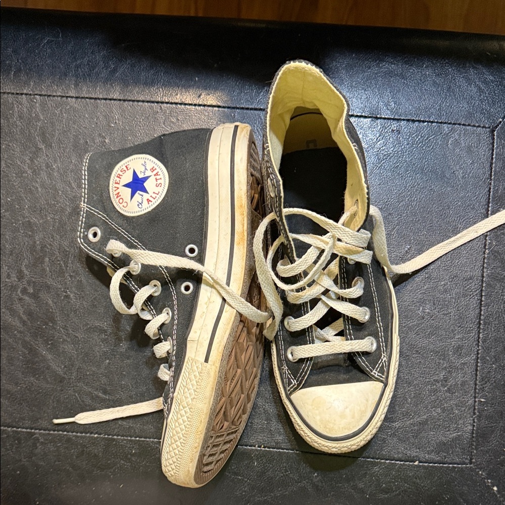 Converse Black and Cream High-Tops - Picture 2 of 7